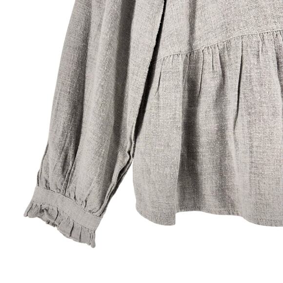 Zara Boho Floral Embroidered Peasant Top Western Cottagecore Blouse Gray L - Picture 5 of 8